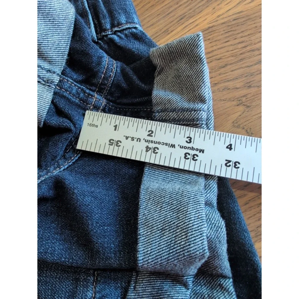 Sz 7 Hollister Womens Ultra High Rise Mom‎ Shorts  Blue Denim Cuffed Elastic EUC